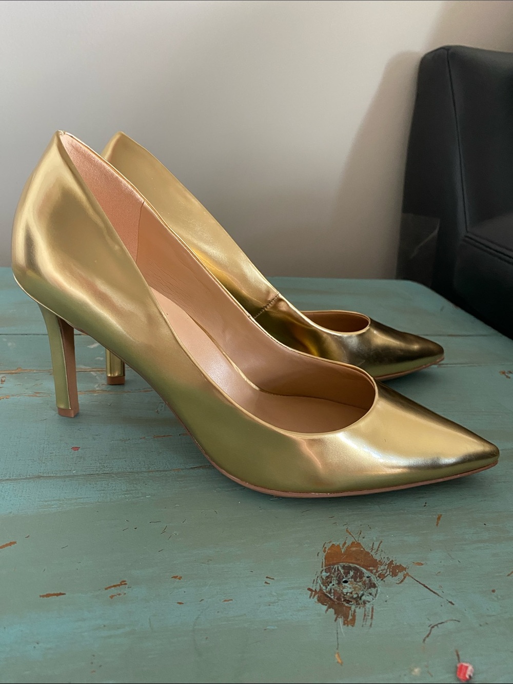 Naturalizer Metallic Gold Pointed-Toe Pumps